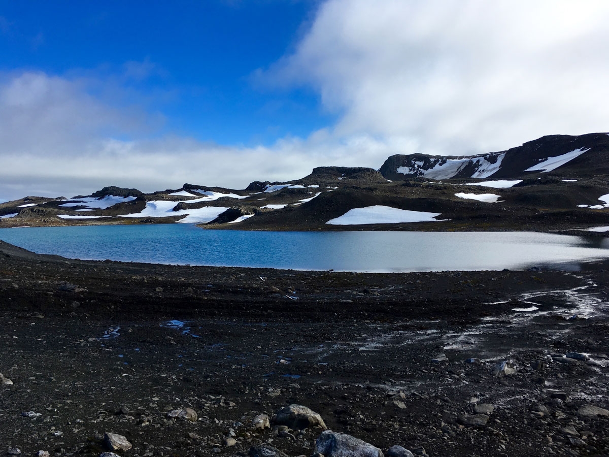 A freshwater lake is formed by the melting of ice on King George Island, Antarctica on February 1, 2018. Glaciers that melt before your eyes, marine species that appear in areas where they previously didn't exist: in Antarctica, climate change already has