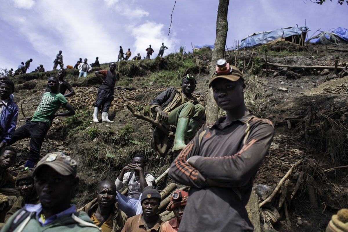 Artisanal miners rest at Kacuba cassiterite mine near Nzibira, south-west of Bukavu, in Democratic Republic of Congo, on March 29, 2017.