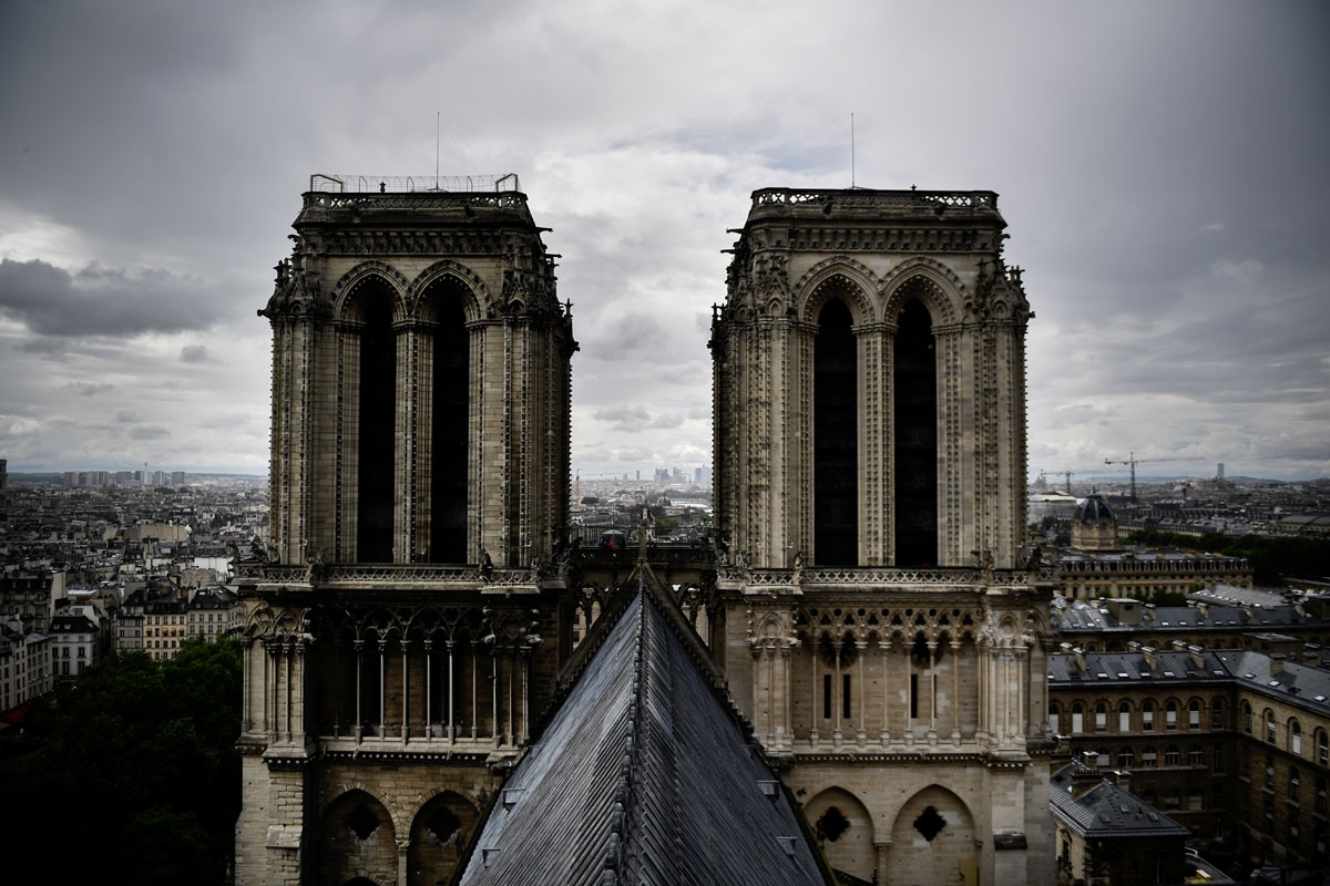 A picture taken on June 28, 2017 shows the roof of Notre-Dame cathedral in Paris, as the monument needs a huge restoration
