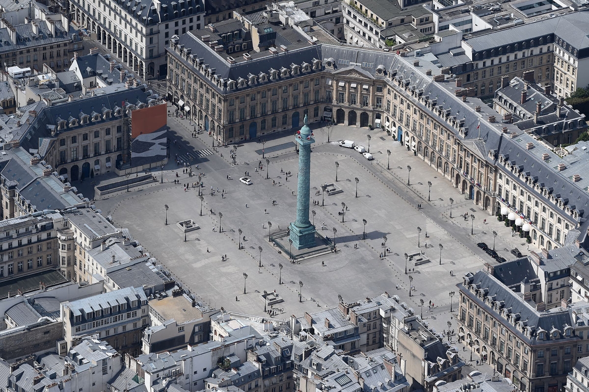 Vista aérea de la place Vendôme, en París, el 14 de julio de 2017