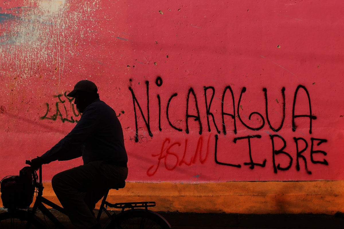 View of the headquarters of the FSLN which were occupied and looted by a mob of protesters in Diriamba, 40 km from Managua, on June 14, 2018.