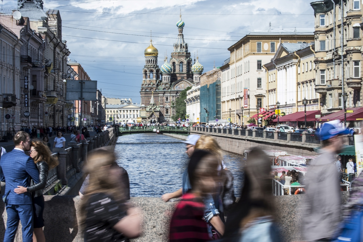 A view shows the Church of the Savior on Spilled Blood in central Saint Petersburg on June 19, 2017.