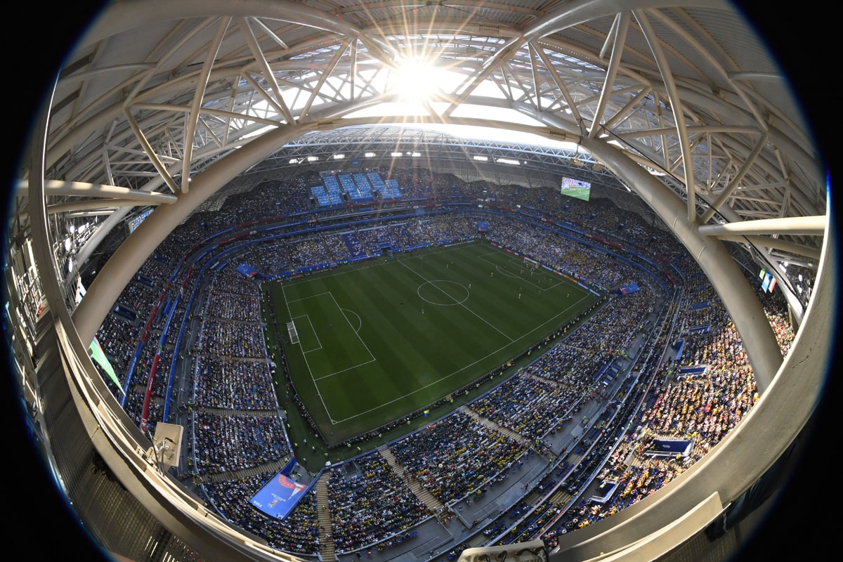 Vue du stade Samara Arena, pendant le match Brésil-Mexique, le 2 juillet 2018.