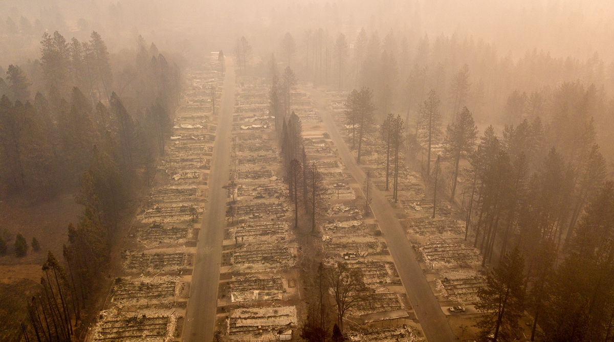 A burned neighborhood in Paradise, California, November 15, 2018.